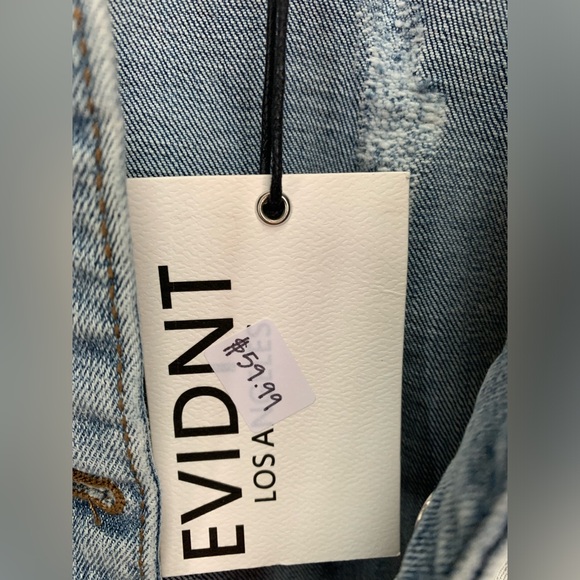 Evidnt Denim Distressed Jean Jacket with Collar NWT Size XS - Picture 5 of 12